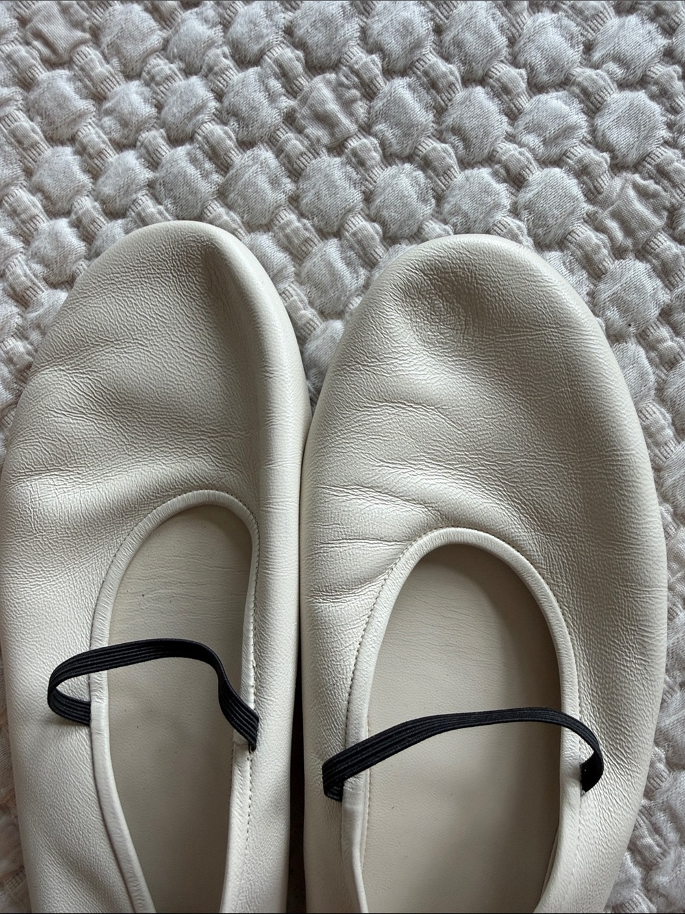 THE ROW / ivory & cream leather elastic strap ballet flats / 38 - Picture 3 of 9